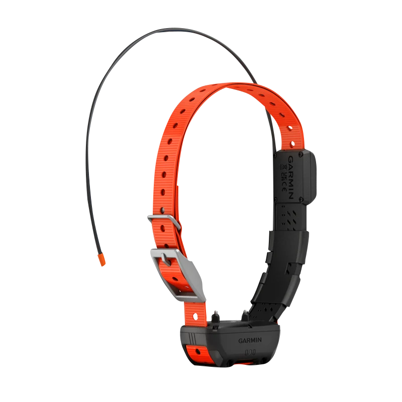 Garmin Alpha TT 25 dog collar with orange strap and black GPS tracking and training unit