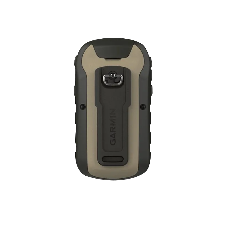 Garmin eTrex 32x rugged handheld GPS in tan and black with Garmin branding.