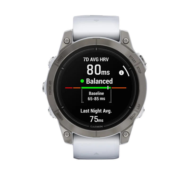Garmin Epix Pro Gen 2 smartwatch, 47mm titanium bezel with Whitestone band, Garmin Certified Refurbished.