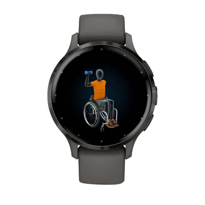 Garmin Venu 3S smartwatch, 41 mm slate stainless steel bezel with pebble gray silicone band