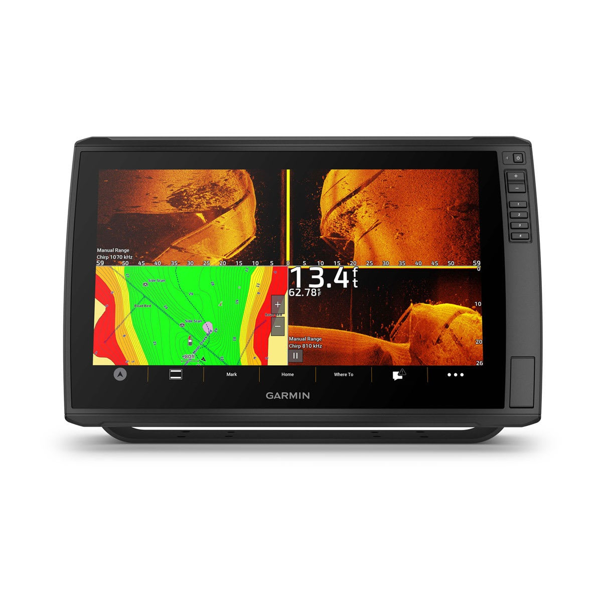 Garmin ECHOMAP Ultra 2 16-inch chartplotter with split-screen map and sonar display