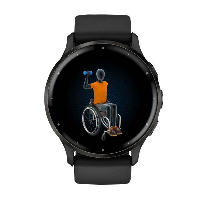 Garmin Venu 3 smartwatch, 45 mm slate stainless-steel bezel with black case and silicone band