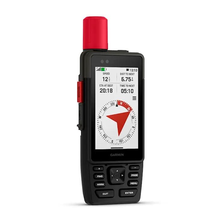 Garmin GPSMAP H1i Plus Premium handheld GPS device with red top, black rugged body, compass screen