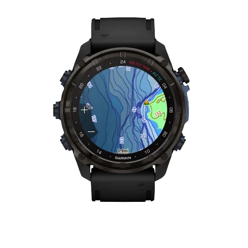 Garmin Descent Mk3i dive computer watch, 51 mm carbon-gray DLC titanium case with black silicone band