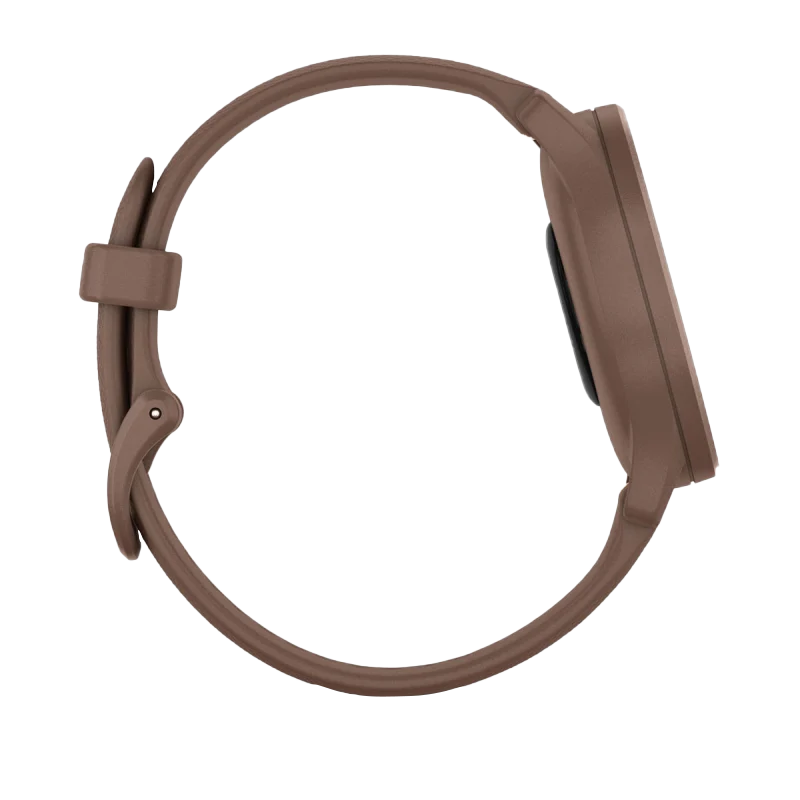 Garmin Vívomove Sport Cocoa smartwatch with peach gold accents, certified refurbished