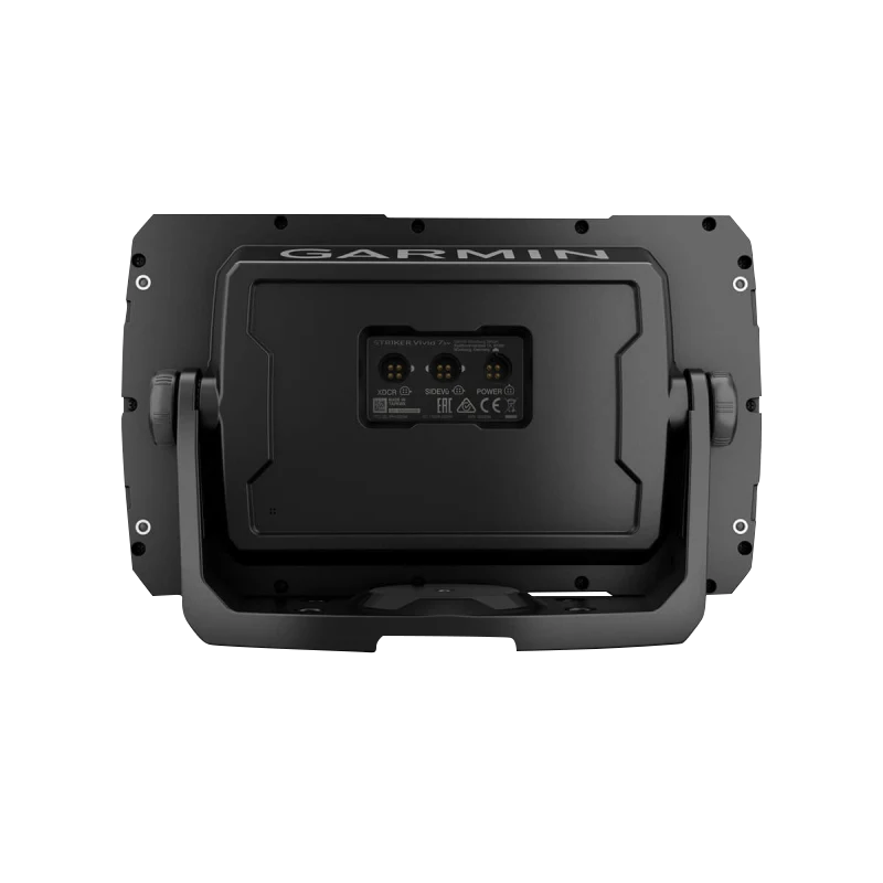 Garmin STRIKER Vivid 7sv fish finder with GT52HW‑TM transducer, back view showing Garmin branding