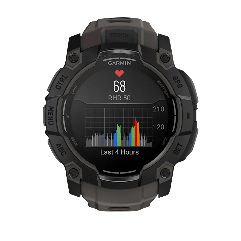 Garmin Instinct 3 AMOLED smartwatch, 50mm, black case with charcoal band