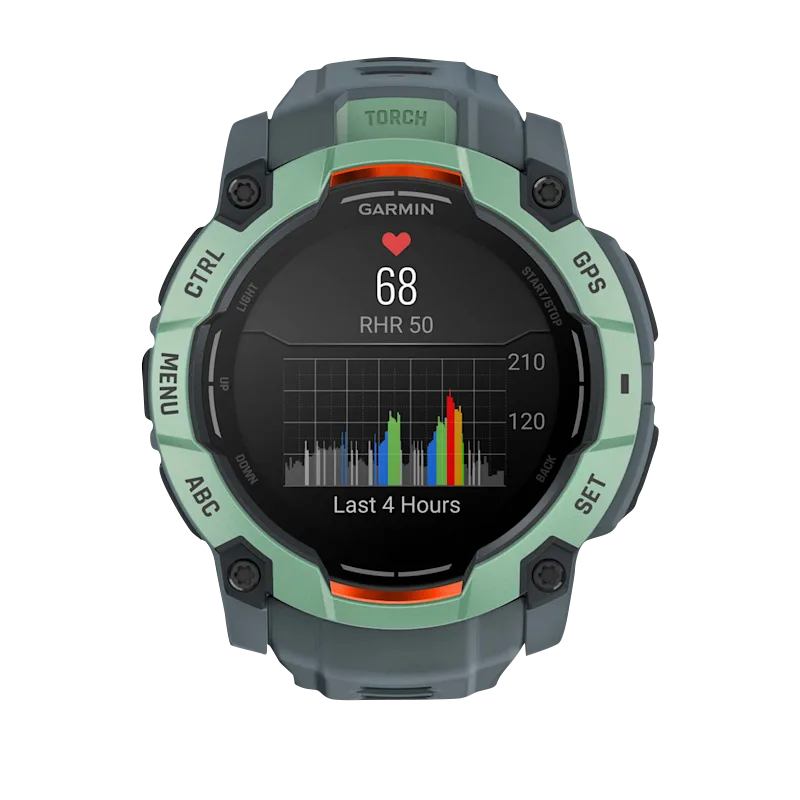 Garmin Instinct 3 AMOLED smartwatch, 50mm Neo Tropic with Twilight Band