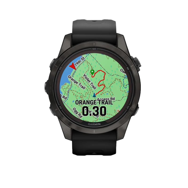 Garmin Fenix 7S Pro Sapphire Solar, Carbon Gray Titanium with Black Band (010-02776-10) by Garmin