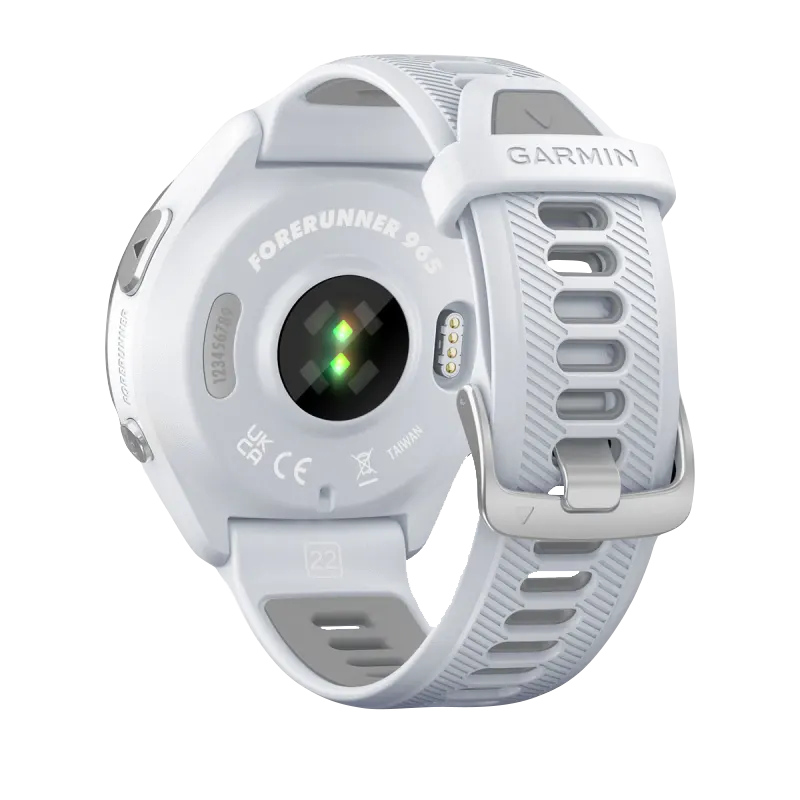 Garmin Forerunner 965 smartwatch with Whitestone case and Whitestone/Powder Gray silicone band
