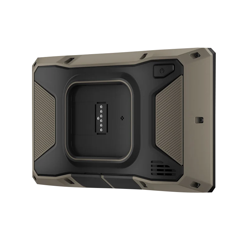 Garmin Tread 2 Powersport navigator back view with rugged tan enclosure