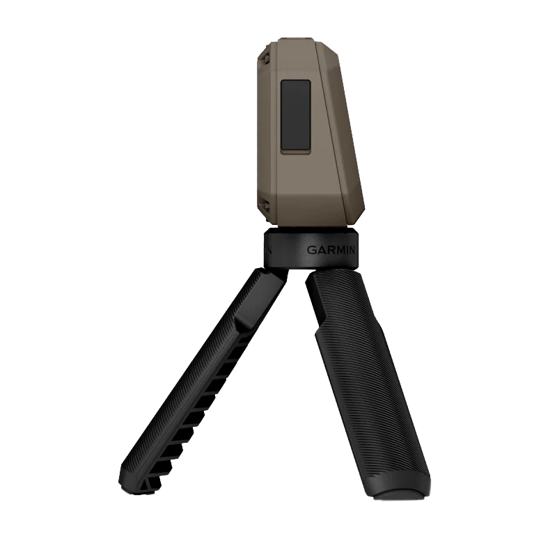 Garmin Xero C1 Pro firearm and archery chronograph on a tan-colored unit mounted to a black tripod