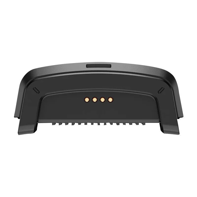 Garmin Alpha LTE dog tracking collar, black; underside view with charging contact pins (010-02847-00)
