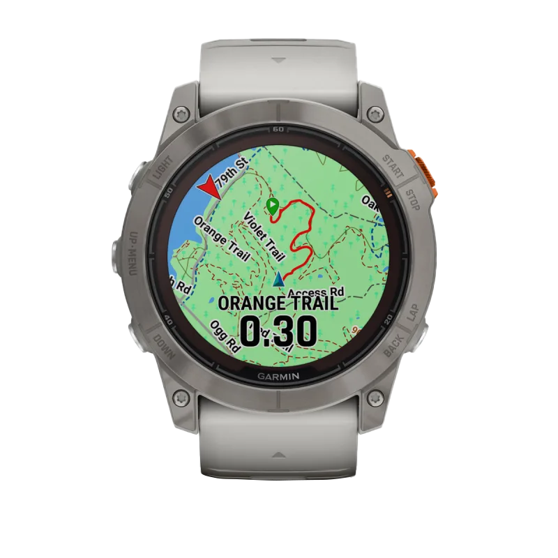 Garmin Fenix 7X Pro Sapphire Solar Edition Titanium with Fog Gray/Ember Orange Band (010-02778-14) by Garmin