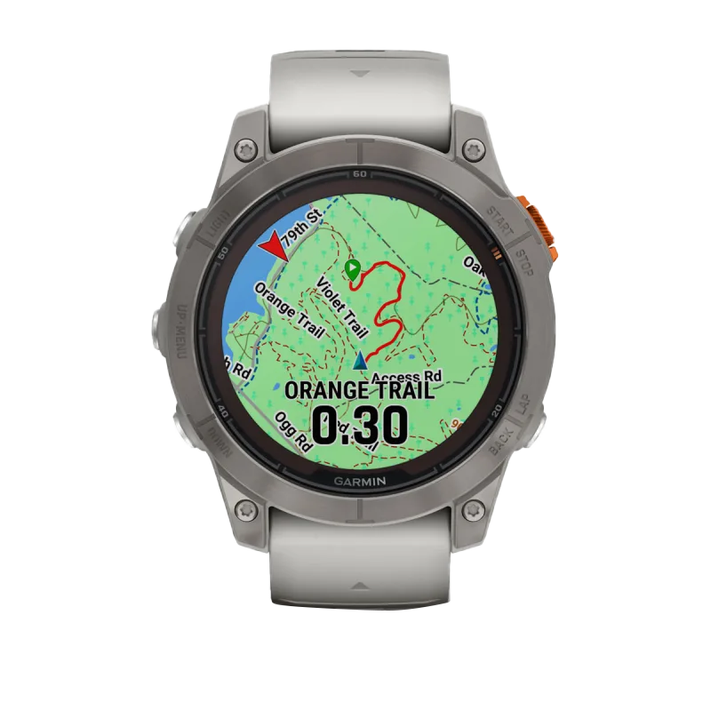 Garmin Fēnix 7 Pro Sapphire Solar, Titanium with Fog Gray/Ember Orange Band (010-02777-20) by Garmin