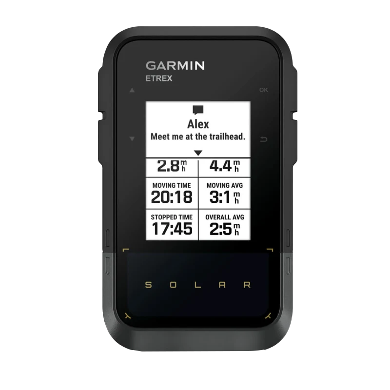 Garmin eTrex Solar Powered handheld GPS navigator in black with solar panel