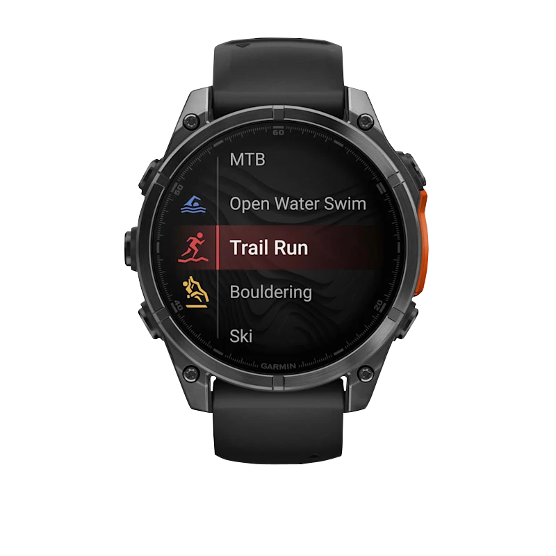Garmin Fenix 8 smartwatch, 47 mm slate gray case with black silicone band