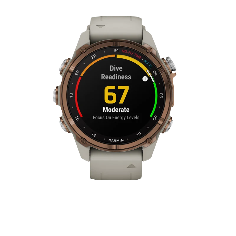 Garmin Descent Mk3i dive computer, 43 mm bronze PVD titanium case with French Gray silicone band.