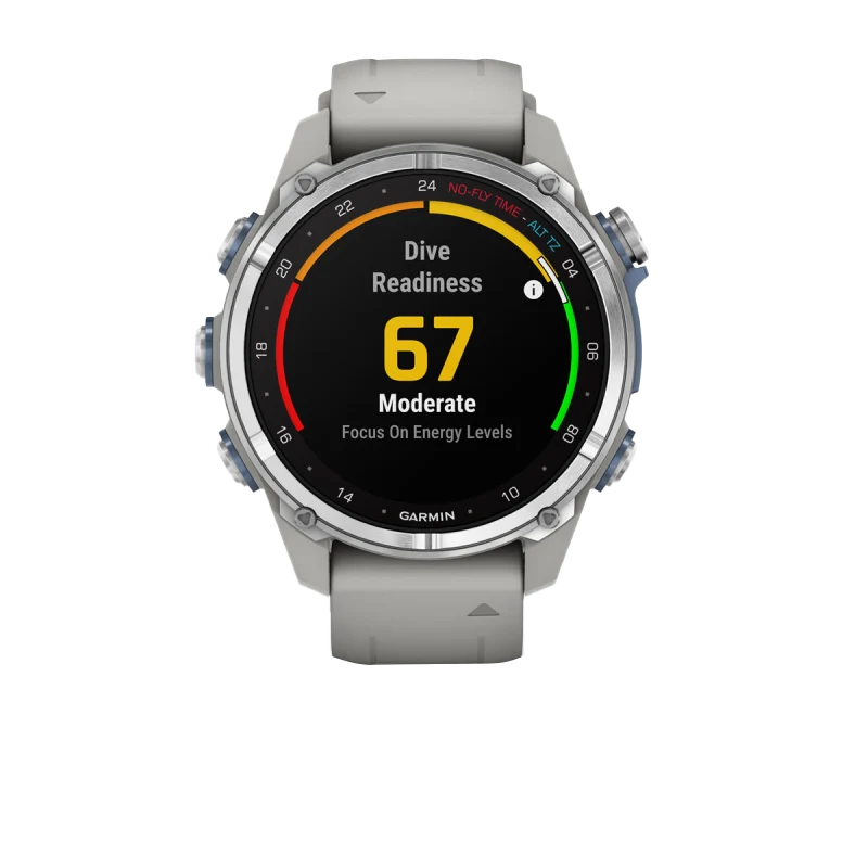 Garmin Descent Mk3 dive computer, 43 mm stainless steel case with fog gray silicone band