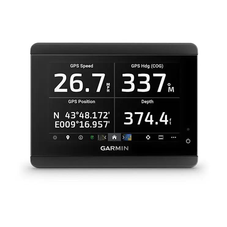 Garmin TD 50 touchscreen display, black marine device with GPS speed, heading and depth readouts