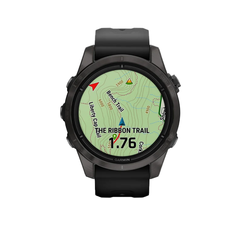 Garmin Epix Pro Gen 2 42mm smartwatch, Sapphire Edition, carbon gray DLC titanium case, black band