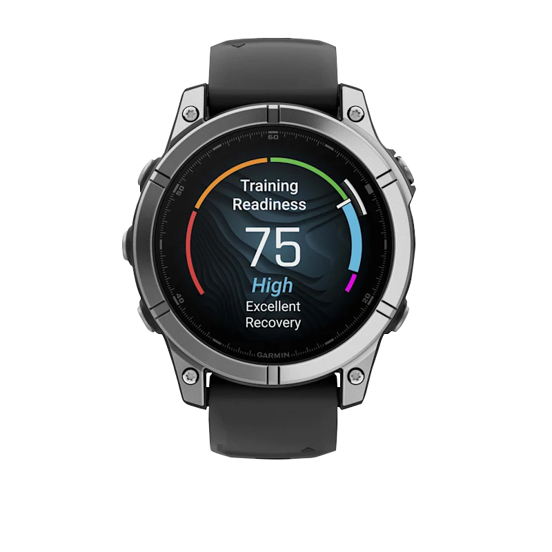 Garmin Fenix E smartwatch, 47 mm AMOLED, stainless steel bezel with black silicone band
