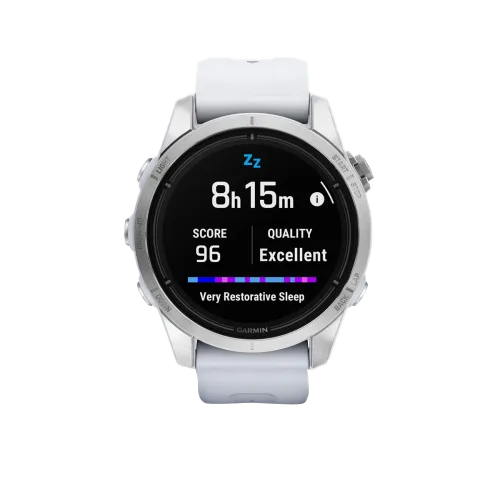 Garmin Epix Pro (Gen 2), 42 mm Standard Edition Silver with Whitestone Band (010-02802-00) by Garmin