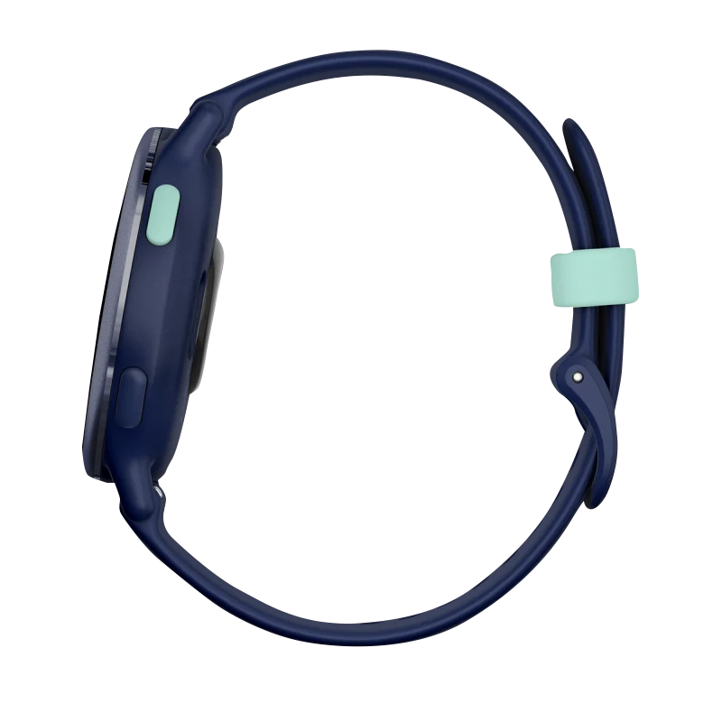 Garmin Vivoactive 5 smartwatch with metallic navy aluminum bezel, navy case and silicone band