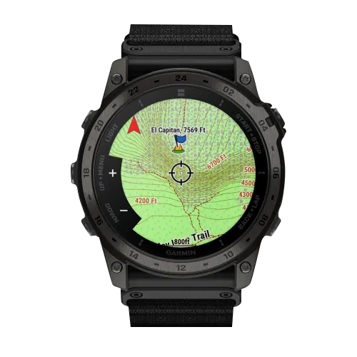 Garmin Tactix 7 AMOLED GPS watch, refurbished, black rugged smartwatch with map display
