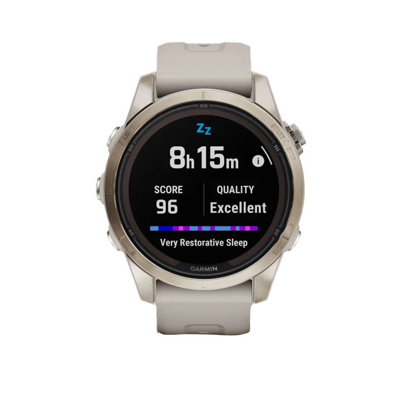 Garmin Fenix 7S Pro Sapphire Solar smartwatch, Soft Gold case with Light Sand band, refurbished