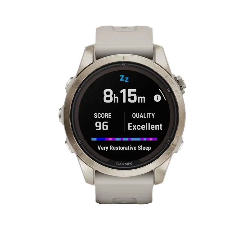 Garmin Fenix 7S Pro Sapphire Solar smartwatch, Soft Gold case with Light Sand band, refurbished