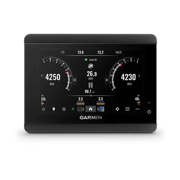 Garmin TD 50 touchscreen display, black with marine dashboard gauge UI