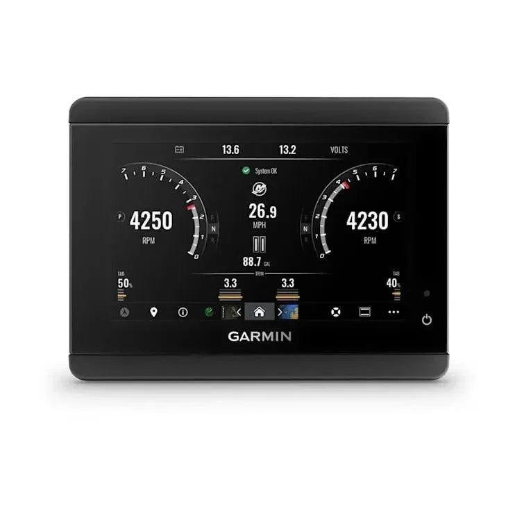 Garmin TD 50 touchscreen display, black with marine dashboard gauge UI