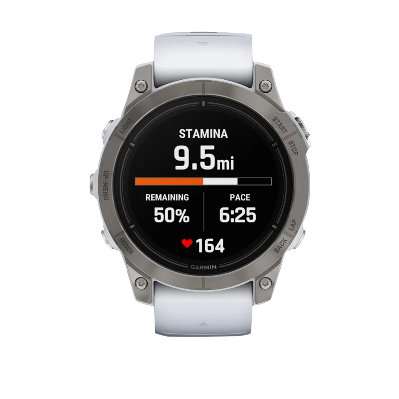 Garmin Epix Pro (Gen 2) 47mm Sapphire Titanium smartwatch with Whitestone Band, certified refurbished
