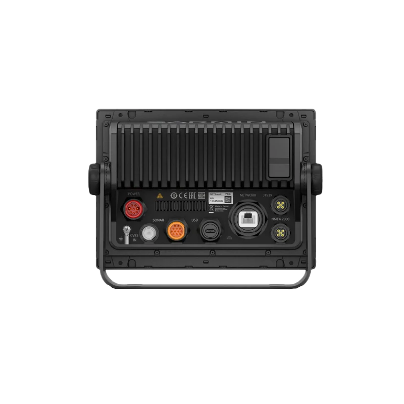 Garmin GPSMAP 723 marine chartplotter back panel with red and orange connectors (non-sonar)
