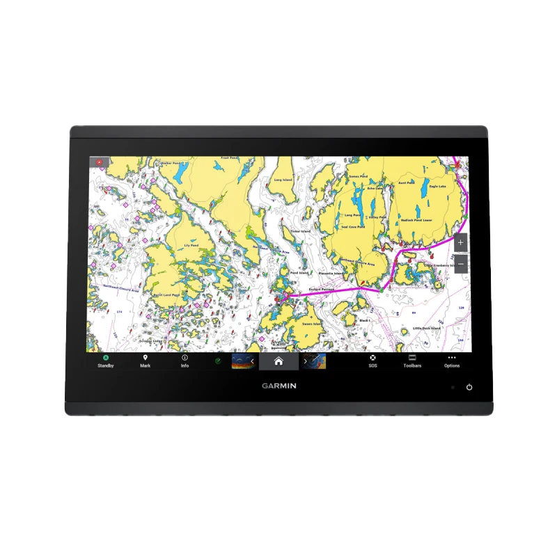 Garmin GPSMAP 1643 Non-sonar with Mapping marine chartplotter, black frame displaying nautical chart