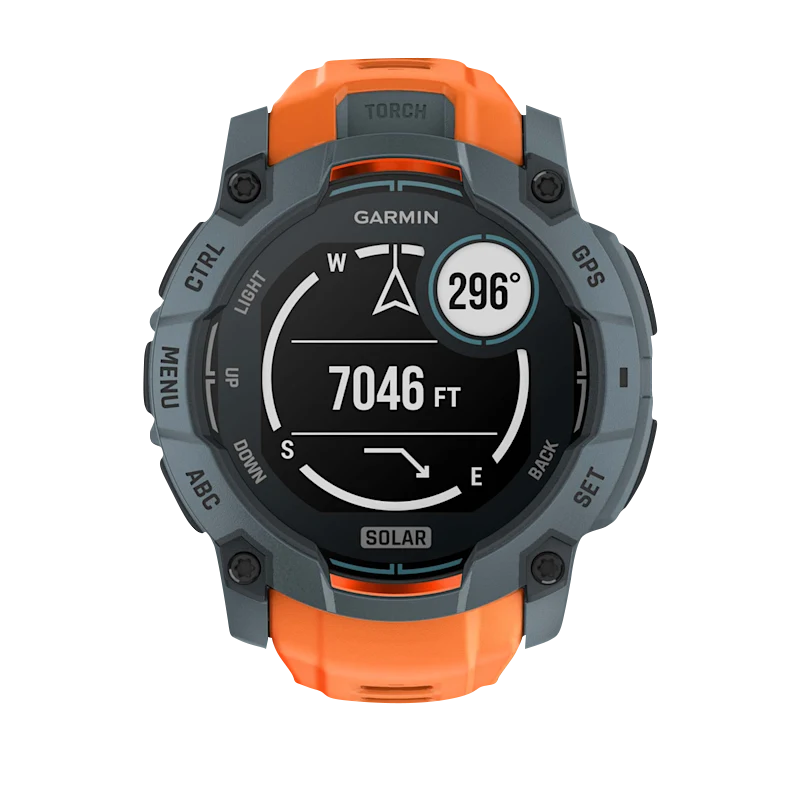 Garmin Instinct 3 Solar smartwatch, 50mm Twilight with orange Solstice band