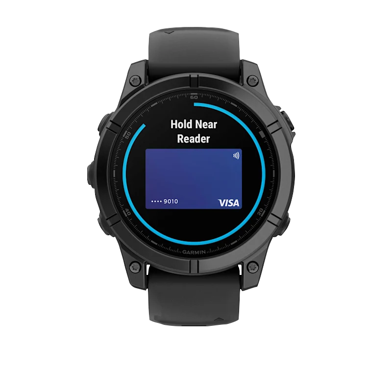 Garmin Fenix E 47mm AMOLED smartwatch, slate gray steel case with black silicone band