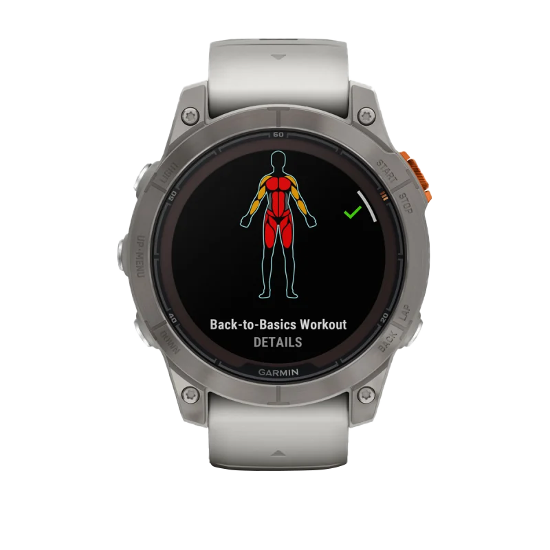Garmin Fēnix 7 Pro Sapphire Solar smartwatch with titanium case and fog gray/ember orange band