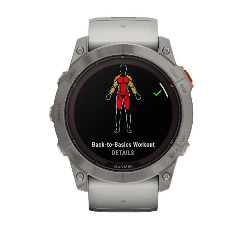 Garmin Fenix 7X Pro Sapphire Solar Titanium smartwatch with Fog Gray/Ember Orange band