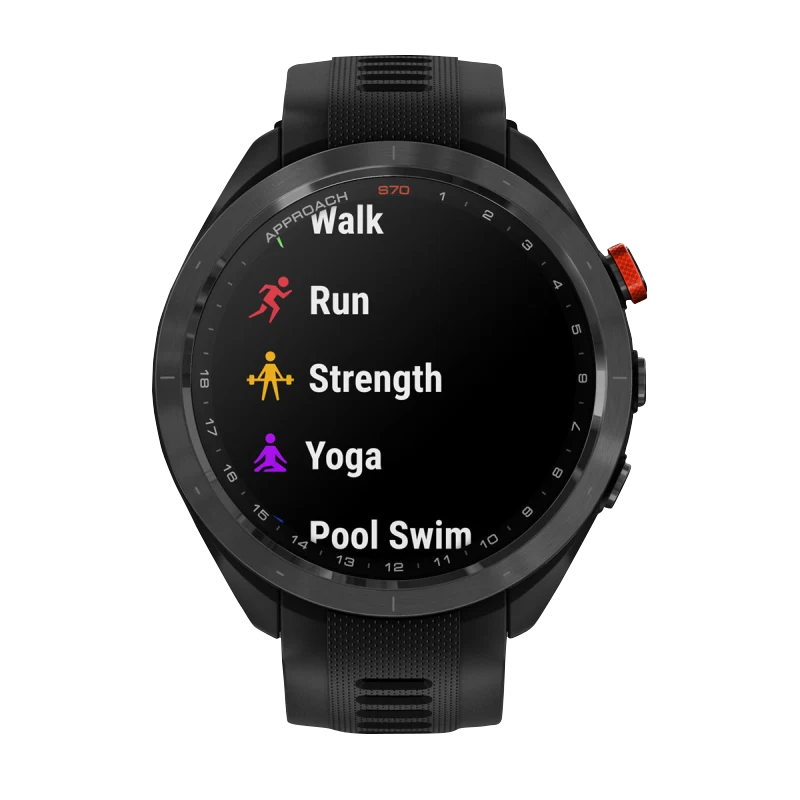 Garmin Approach S70, 47 mm Black/Red Ceramic Bezel with Black Silicone Band (010-02746-02) by Garmin
