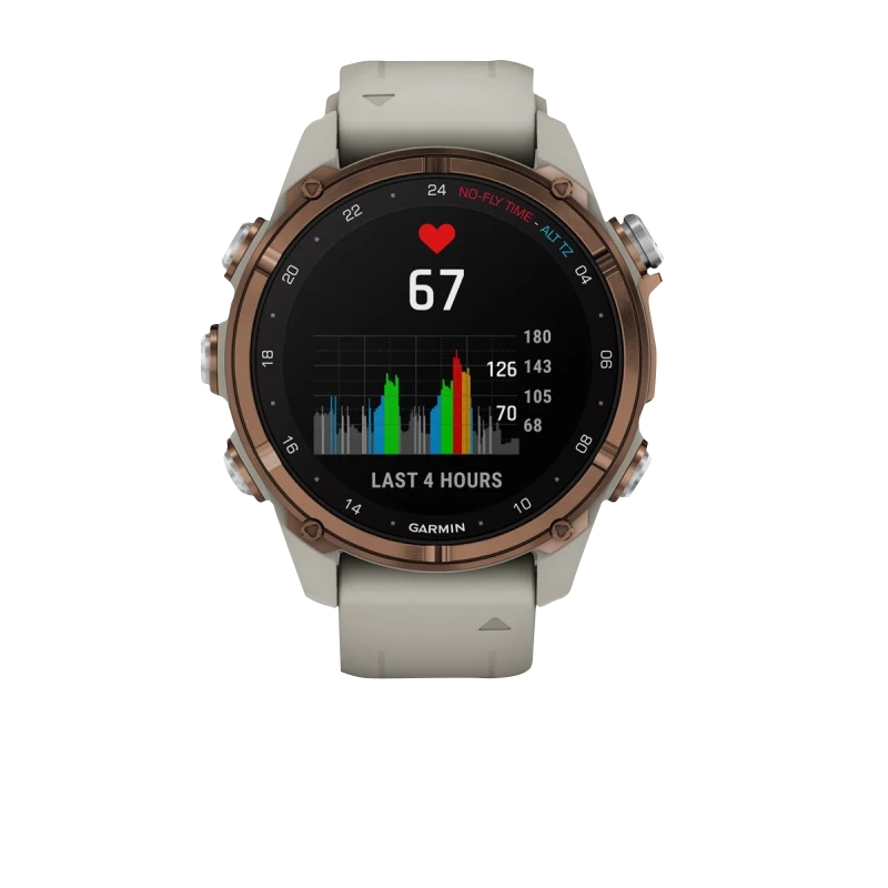 Garmin Descent Mk3i 43 mm dive computer watch with bronze PVD titanium bezel and French gray silicone band