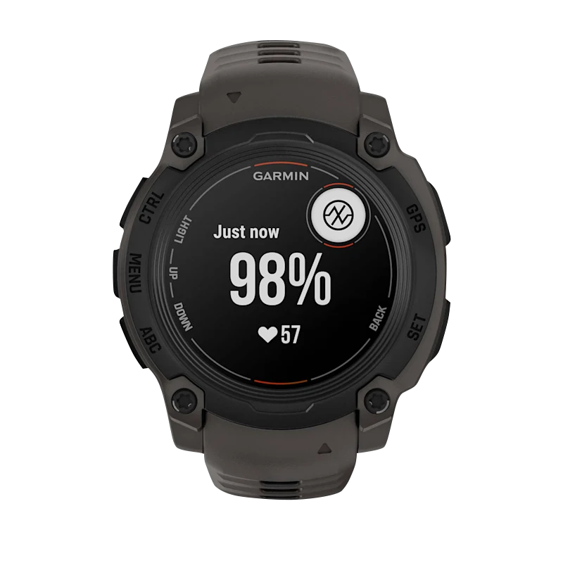 Garmin Instinct E 40mm smartwatch with charcoal band and rugged black bezel