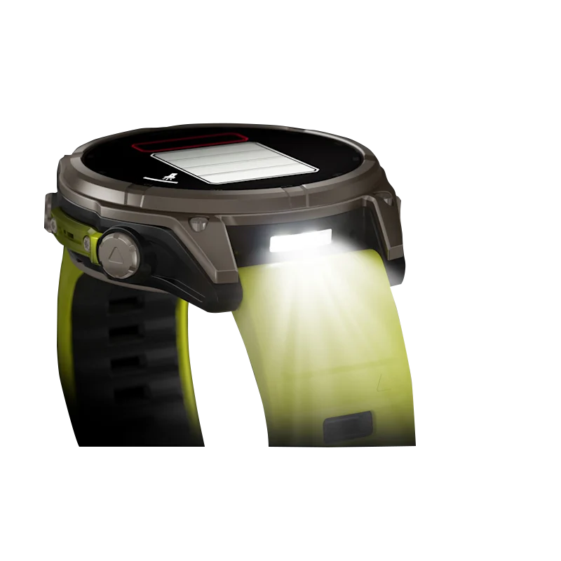 Garmin Fenix 8 smartwatch, 47 mm AMOLED, Solar Sapphire Titanium with Amp Yellow/Graphite silicone band