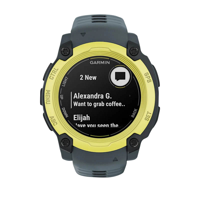 Garmin Instinct E 40mm smartwatch with electric lime bezel and Twilight Band