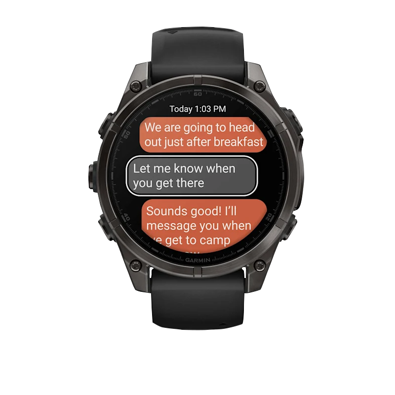 Garmin Fenix 8, 47 mm AMOLED Sapphire, Carbon Gray DLC Titanium with Black/Pebble Gray Silicone Band (010-02904-20) by Garmin