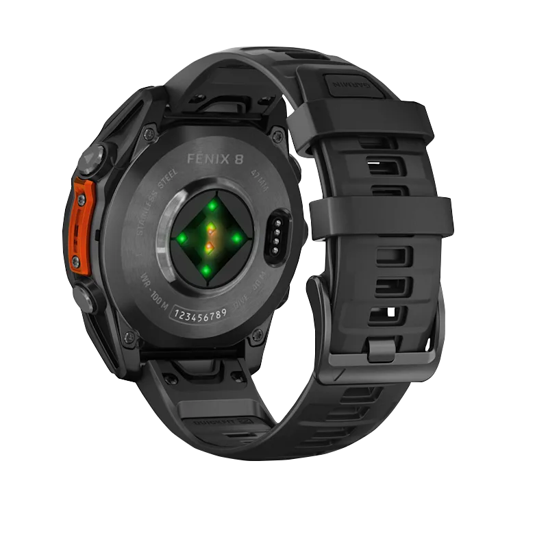 Garmin Fenix 8 smartwatch, 47 mm slate gray case with black silicone band