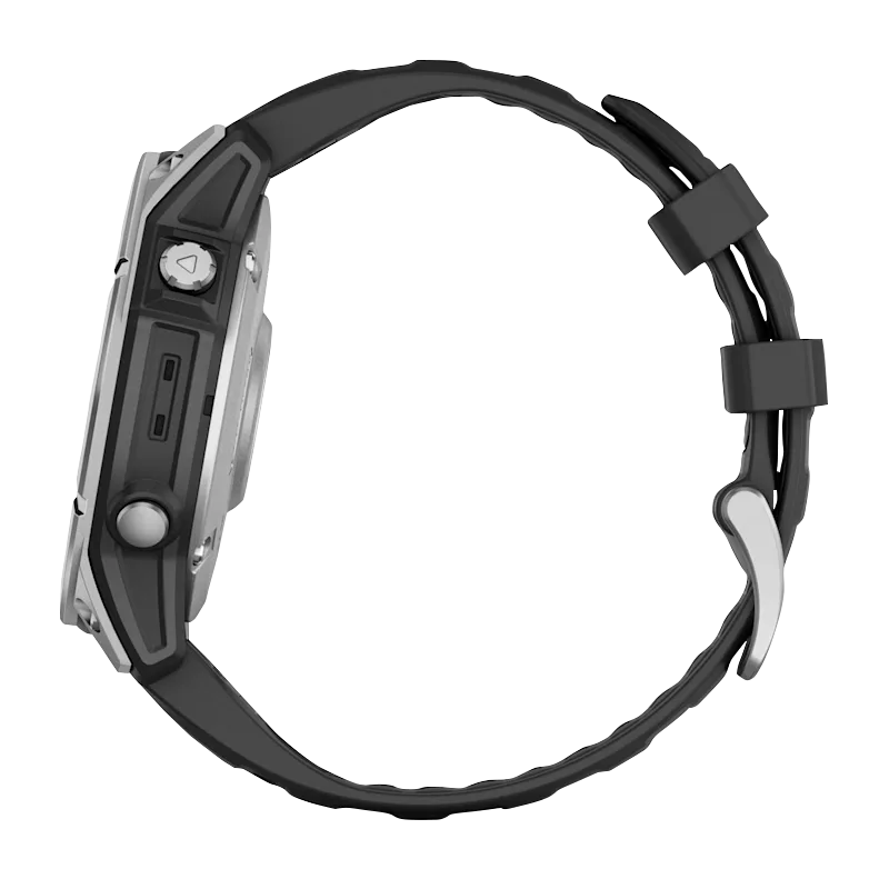 Garmin Fenix E smartwatch, 47 mm AMOLED, stainless steel case with black silicone band