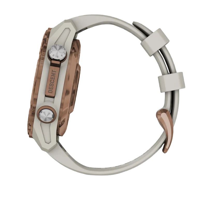 Garmin Descent Mk3i dive computer, 43 mm bronze PVD titanium case with French gray silicone band
