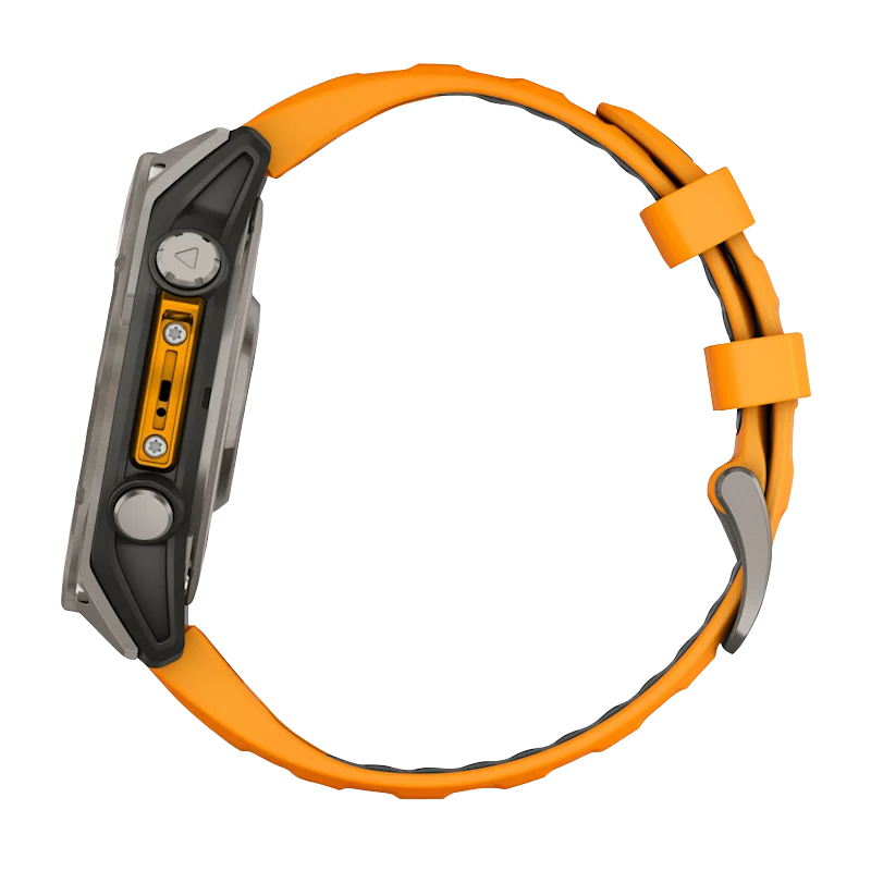 Garmin Fenix 8 smartwatch, 47 mm AMOLED Sapphire display, titanium case with spark orange silicone band